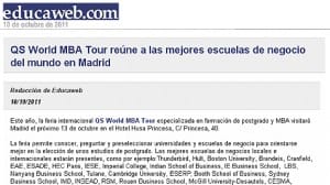 ESERP Business School, seleccionada como una de las mejores escuelas internacionales, participa en el QS World MBA Tour